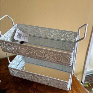 White Metal Two-Tier Tray